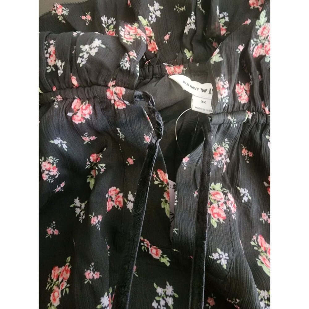 Old Navy x Anna Sui Chiffon Tiered Ruffle Mini Dress 3XL Black and Pink Floral - Picture 5 of 5